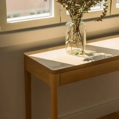 Office furniture and storage - FRONT – Minimalist Sideboard in Oak  Wood 160x40 - MOR