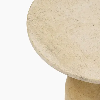 Coffee tables - PESO– Minimalist Round Side Table in Limestone, Medium - MOR