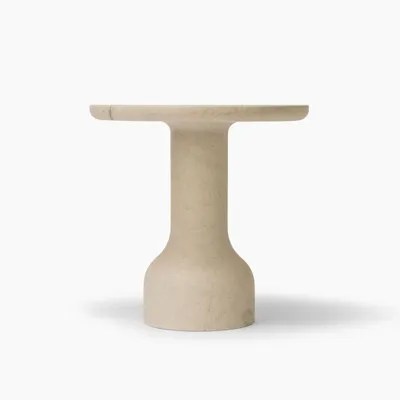 Coffee tables - PESO– Minimalist Round Side Table in Limestone, Large - MOR