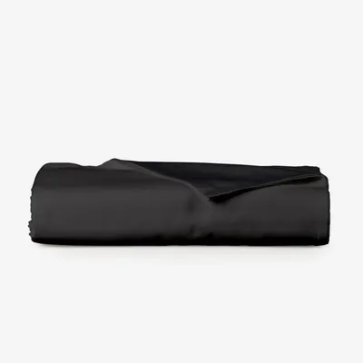 Linge de lit - Drap plat en satin, 240x260 cm, noir - DILIOS