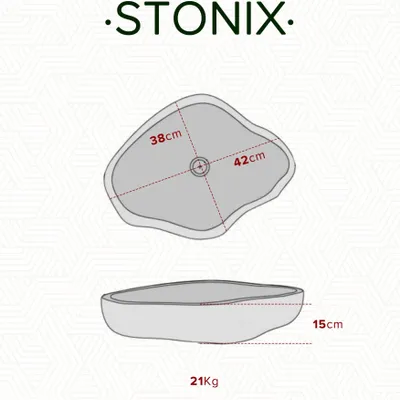 Sinks - Vasque en pierre naturelle de rivière | STONIX | 42x35x15 cm - MG VALENCIA