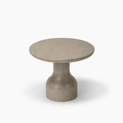 Coffee tables - PESO– Minimalist Round Side Table in Limestone, Medium - MOR