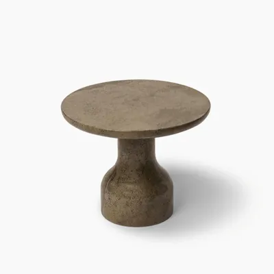 Coffee tables - PESO– Minimalist Round Side Table in Limestone, Medium - MOR