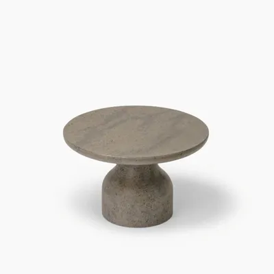 Coffee tables - PESO– Minimalist Round Side Table in Limestone, Small - MOR