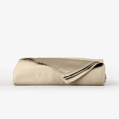Linge de lit - Drap plat en satin, 240x260 cm, Taupe - DILIOS