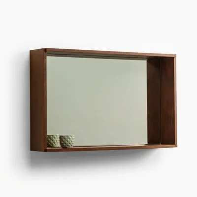 Miroirs - CAMPO — Miroir mural minimaliste en bois de noyer, taille moyenne - MOR