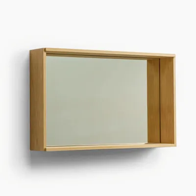 Mirrors - CAMPO – Minimalist Wall Mirror in Oak Wood, Medium - MOR