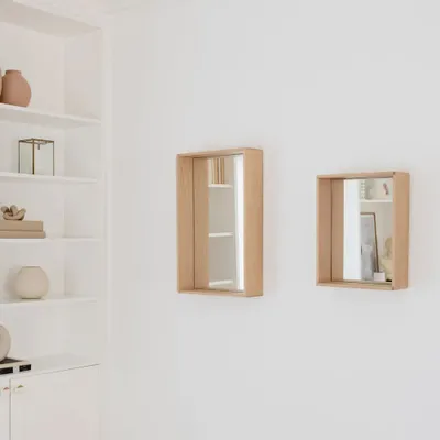 Miroirs - CAMPO — Miroir mural minimaliste en bois de frêne, petit - MOR