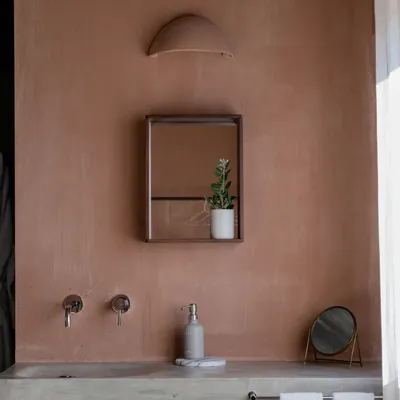 Miroirs - CAMPO — Miroir mural minimaliste en bois de noyer, petit - MOR