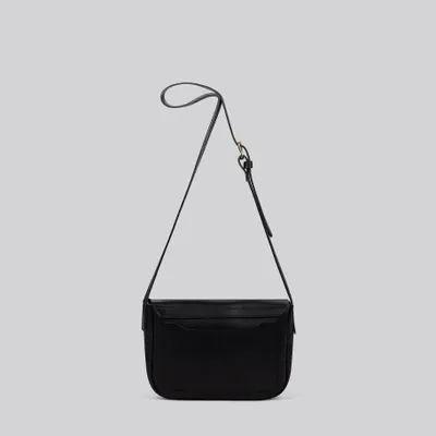 Bags and totes - Barney - Medium Crossbody Satchel Leather Bag in Grainy Black - MIMI BERRY