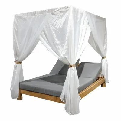 Piscines extérieures - Lit double de piscine à baldaquin en Teck Bali - MEDICIS