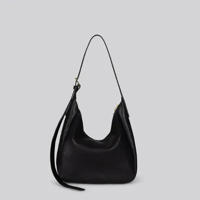 Sacs et cabas - Wilma - Sac à bandoulière en cuir de taille moyenne en noir grainé - MIMI BERRY