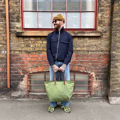 Bags and totes - Jenny Tote - Waxed Cotton Large Tote Bag in Light Green - MIMI BERRY