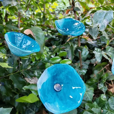 Floral decoration - Medium-sized cala flover in light turquoise - CARNEOL GLASS