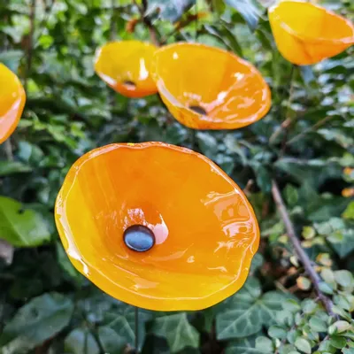 Floral decoration - Yellow-orange cala flower - CARNEOL GLASS