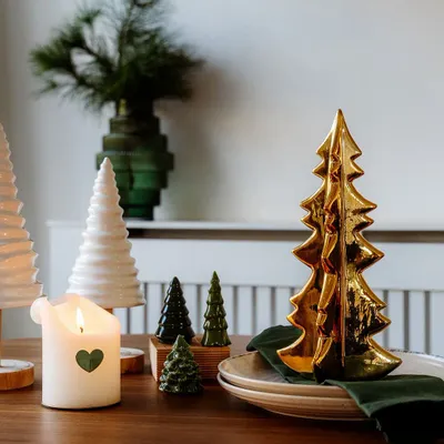 Décorations pour tables de Noël - Sapin de Noël en céramique dorée - WE LOVE SEASONS