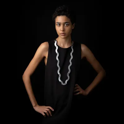 Leather goods - Quarter Circles Necklace - long - C.KARAKALPAKI