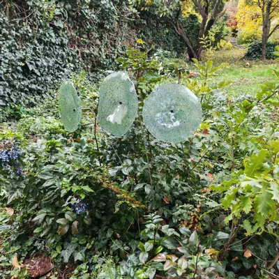 Floral decoration - Medium glass flower in transparent-blue-green colors 13 cm - CARNEOL GLASS