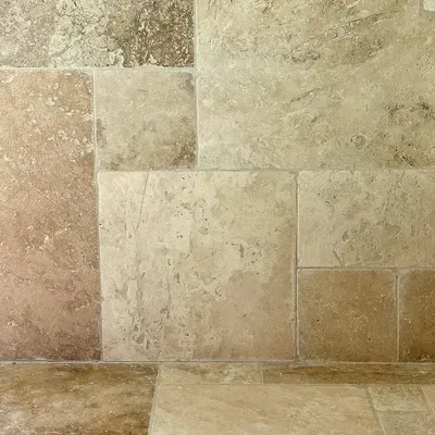 Crockery - Second choice travertine tiles (natural) - Opus: 4 sizes, 1.2 cm - LIGERIO