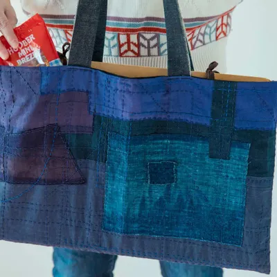 Bags and totes - Aizome bag "BORO" - POINTS,LIGNES ET PLANS