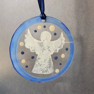 Other Christmas decorations - Blue hand-painted standing angel glass ornament - CARNEOL GLASS