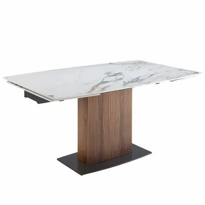 Tables Salle à Manger - Table à manger à rallonge baril ovale marbre porcelaine - ANGEL CERDÁ