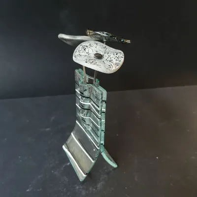 Vases - Small transparent 8x13 cm vase with white-black stripes and with 3 small flowers - CARNEOL GLASS