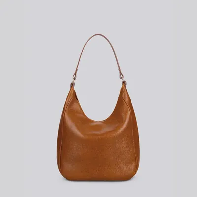 Bags and totes - Lech - Large Slouchy Shoulder Bag in Grainy Tan Leather - MIMI BERRY