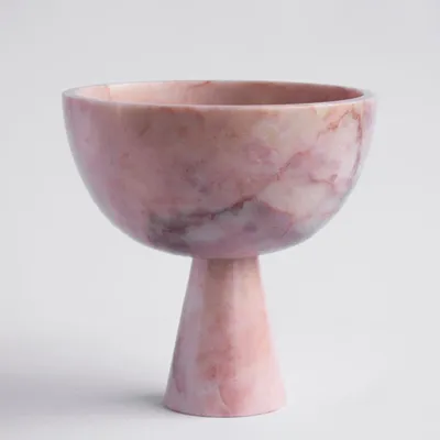 Platter and bowls - PINK MARBLE PEDESTAL BOWL XL - KIWANO CONCEPT