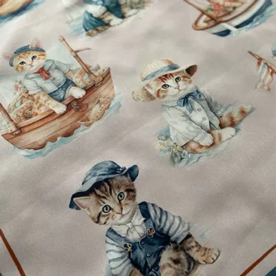Scarves - NAUTICAL CATS NECKERCHIEF 45X45 CM - RALUFINEART