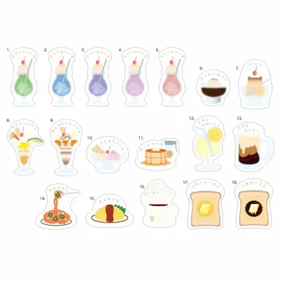 Papeterie - Static electricity stickers　Retro coffee shop series - ICHIKUDO