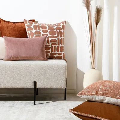 Fabric cushions - Coral Pop Fabric Cushion - Rusted Earth Collection - DARCY & DUKE