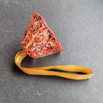 Christmas garlands and baubles - Glass bell in transparent red-black-gold - CARNEOL GLASS