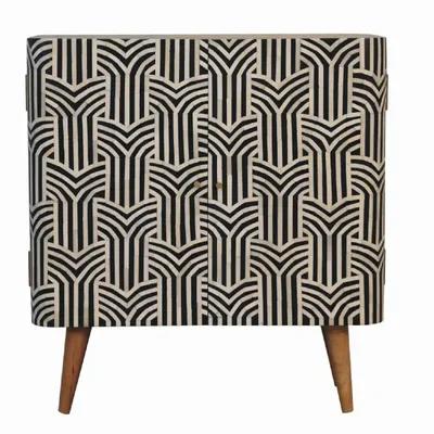 Buffets - Artisan Furniture Armoire Edessa Oak-ish en Incrustation d’Os, 2 Étagères, Pieds Nordiques, Motif Noir et Blanc, Marron - ARTISAN FURNITURE