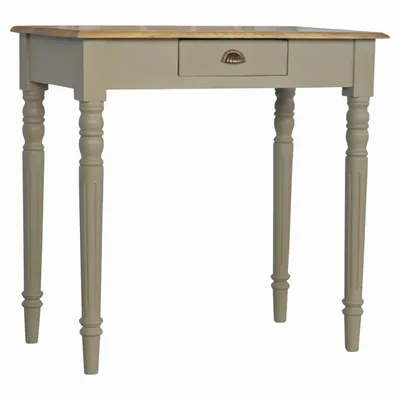 Desks - Artisan Furniture Solid Wood Hand Painted Writing Desk, 1 Drawer, Grey - ARTISAN FURNITURE