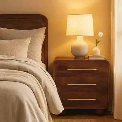 Chiffonniers - Artisan Furniture Commode Arrondie à 3 Tiroirs en Bois Massif, Marron - ARTISAN FURNITURE