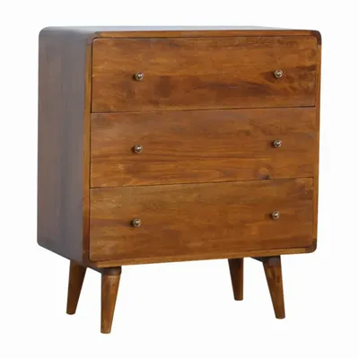 Chiffonniers - Artisan Furniture Commode Courbe en Châtaignier, 3 Tiroirs, Marron Foncé - ARTISAN FURNITURE
