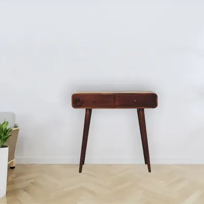 Autres tables  - Artisan Furniture Console Courbe en Châtaignier, 2 Tiroirs, Marron Foncé - ARTISAN FURNITURE