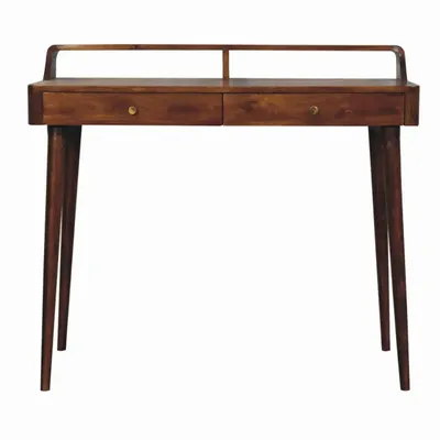 Console table - Artisan Furniture Solid Wood Elevated Chestnut Console Table, 2 Drawers, Dark Brown - ARTISAN FURNITURE