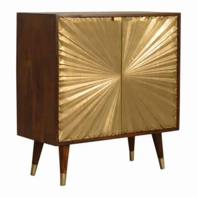 Buffets - Artisan Furniture en bois massif Manille Doré Armoire, Brass-Plated Portes, Doré and Dark Marron - ARTISAN FURNITURE