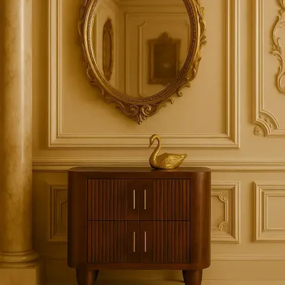 Night tables - Artisan Furniture Solid Wood Marlowe Fluted Nightstand, 2 Drawers, Dark Brown - ARTISAN FURNITURE