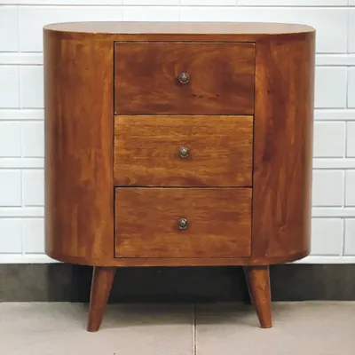 Sideboards - Artisan Furniture Solid Wood Mini Chestnut Cabinet, 3 Drawers, Dark Brown - ARTISAN FURNITURE