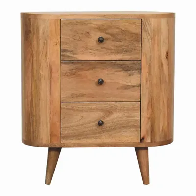 Sideboards - Artisan Furniture Solid Wood Mini Oak-ish Cabinet, 3 Drawers, Beige - ARTISAN FURNITURE