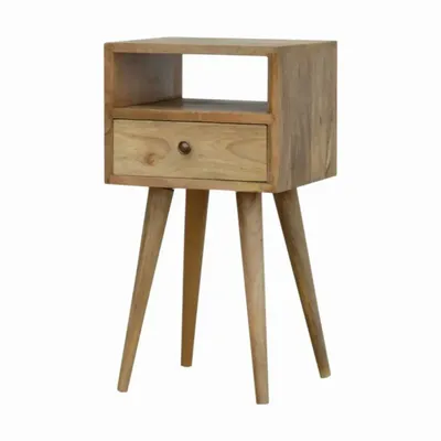 Tables de nuit - Artisan Furniture en bois massif Mini Chêne clair Table de chevet, 1 Tiroir et Niche ouverte, Beige - ARTISAN FURNITURE