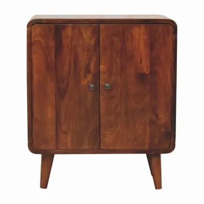 Sideboards - Artisan Furniture Solid Wood Mini Classic Chestnut Cabinet, 2 Doors, 2 Shelves, Dark Brown - ARTISAN FURNITURE