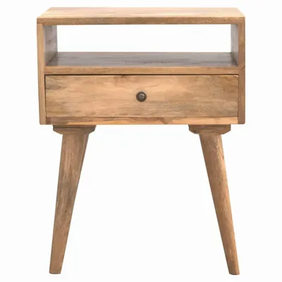 Tables de nuit - Artisan Furniture en bois massif Modern Table de chevet, 1 Tiroir et Niche ouverte, Beige - ARTISAN FURNITURE