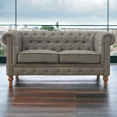 Canapés - Artisan Furniture en bois massif Multi Tweed 2 Seat Commodeerfield, Rembourré, Gris et Marron - ARTISAN FURNITURE