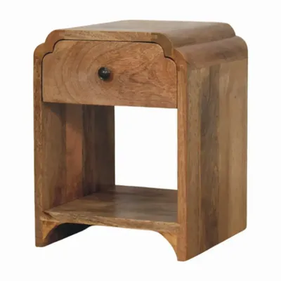 Night tables - Artisan Furniture Solid Wood Newton Mini Oak-ish Nightstand with a drawer and open shelf, Brown - ARTISAN FURNITURE