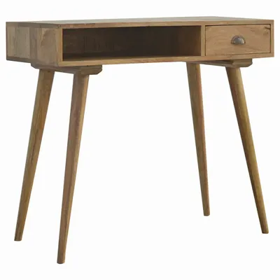 Desks - Artisan Furniture Solid Wood Nordic Writing Desk, 1 Drawer and Open Slot, Beige - ARTISAN FURNITURE