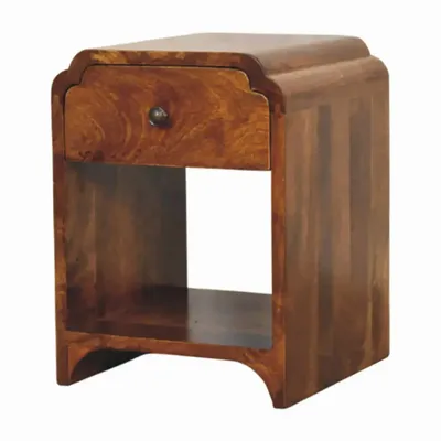 Tables de nuit - Artisan Furniture en bois massif Newton Mini Commodenut Table de chevet avec a drawer et open shelf, Marron Foncé - ARTISAN FURNITURE